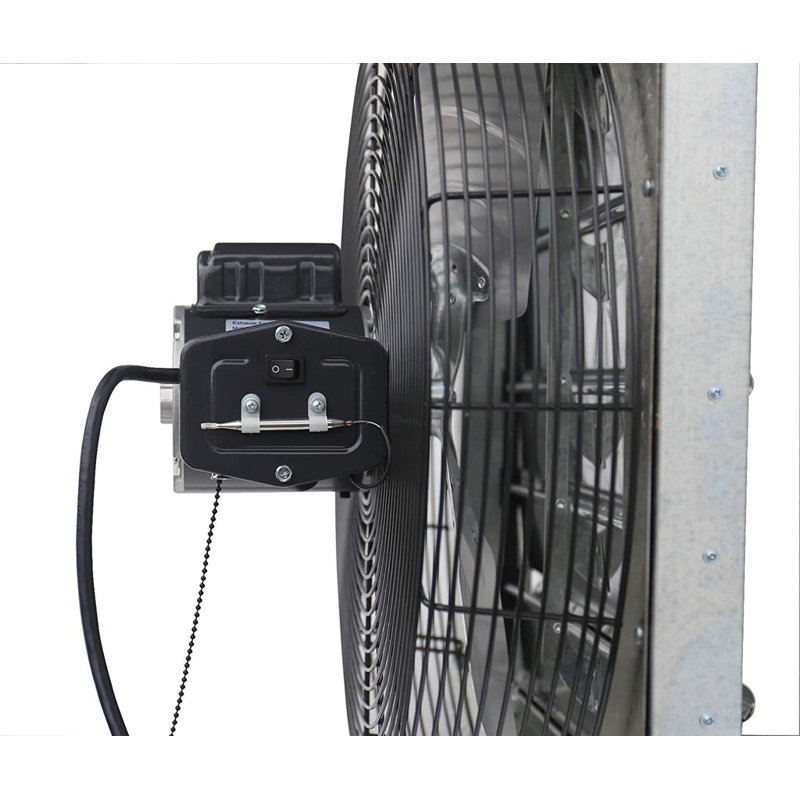 iLIVING ILG8SF18V-T, ventilateur de garage sous le toit avec ventilateur à obturateur de 18 pouces avec thermostat à 3 vitesses et cordon à 3 prises de 6 pieds de long, variable de 18 po, 1736 pi³ / min, zone de couverture de 2600 pieds carrés, argen