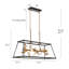 Lustre rectangulaire pour îlot de cuisine 6 lumières Ensor