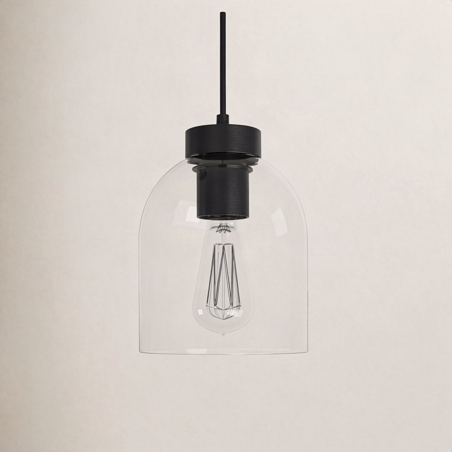 Gemma Single Light Glass Pendant, Black