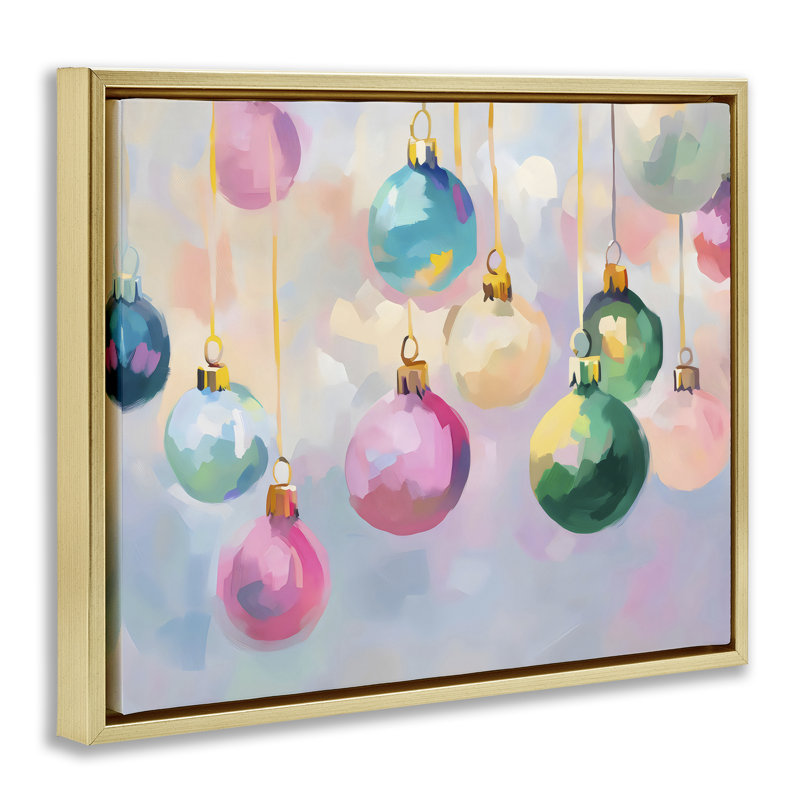 Cadre flottant Bright Pastel Ornaments, design par Arlington Prints, H 17 po x l 21 po, Cadre flottant métallique doré