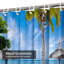 Paradis blanc, plage de sable, palmier, île tropicale, bleu, vert, 12 crochets-974501676