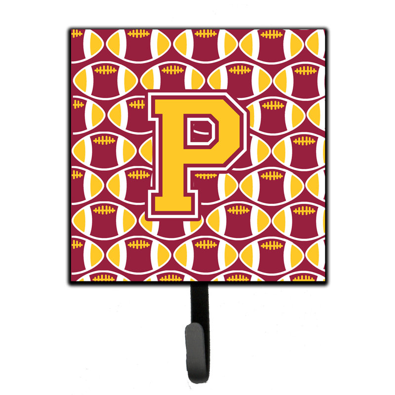 Birdene Metal Wall Organizer with Key Hooks, Maroon/Gold