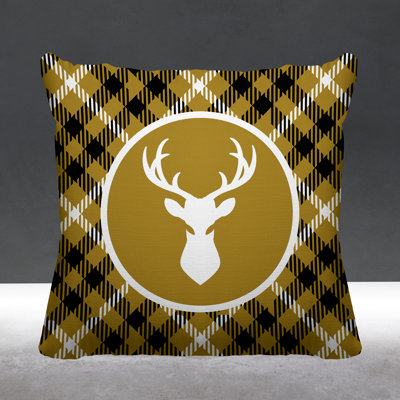 Tartan Reindeer Indoor/Outdoor Throw Pillow