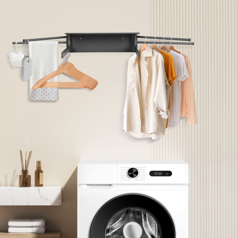 Foldable Wall-Mounted Drying Rack, Black