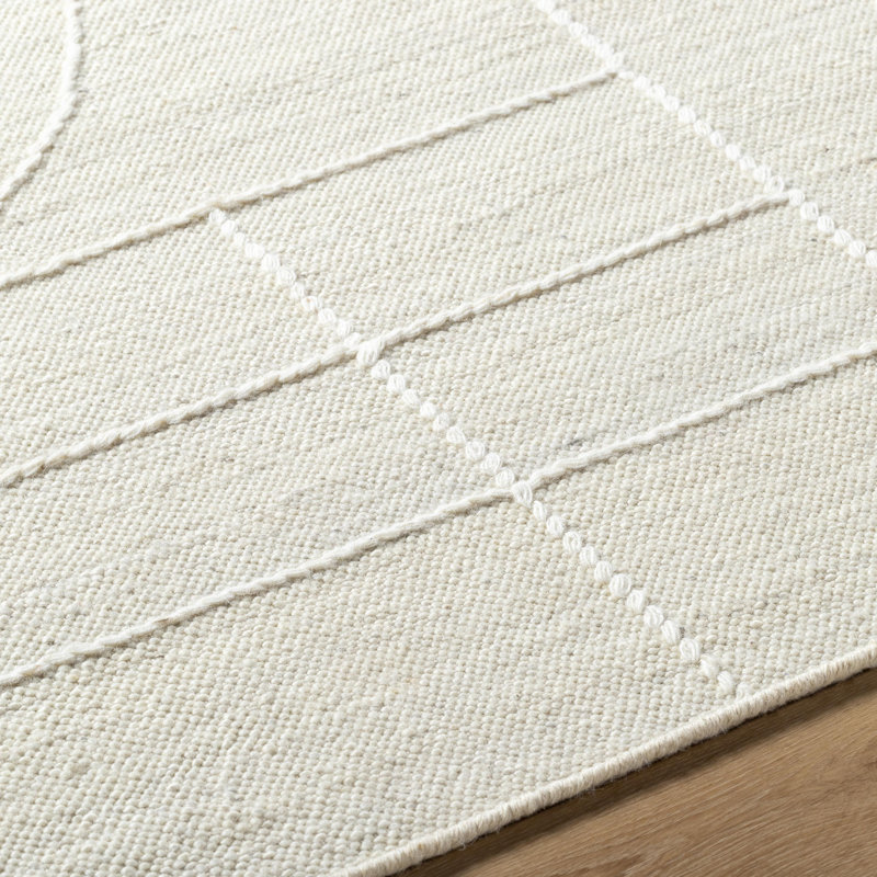 Tapis rectangulaire gris en laine touffeté à la main, Rectangle 2 pi x 3 pi