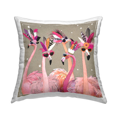 Fancy Feathers Pink Flamingos Trendy Accessories Printed Throw Pillow Design By Hammond Gower