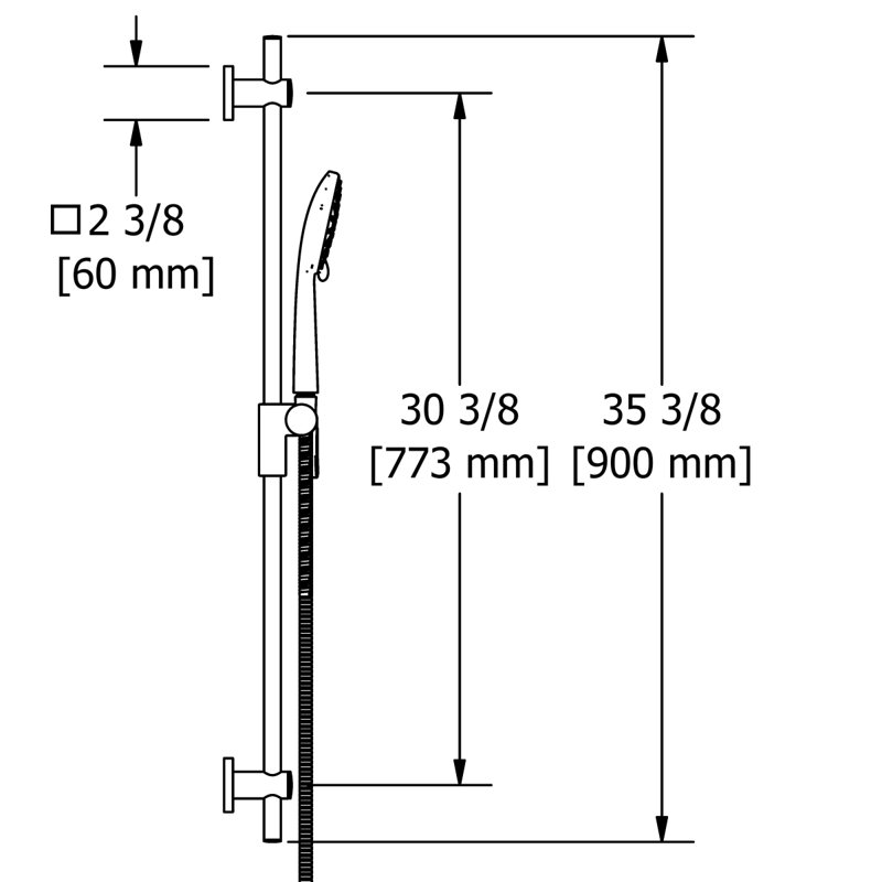 Riobel Handshower Set With 36" Slide Bar and 4-Function Handshower