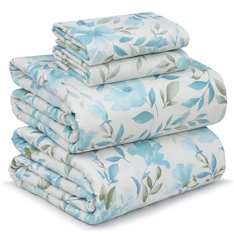 100% Cotton Sheets Sets Soft Crispy Percale Cooling Sheets 16 Inch Deep Pocket Bed Sheets, Erica Floral