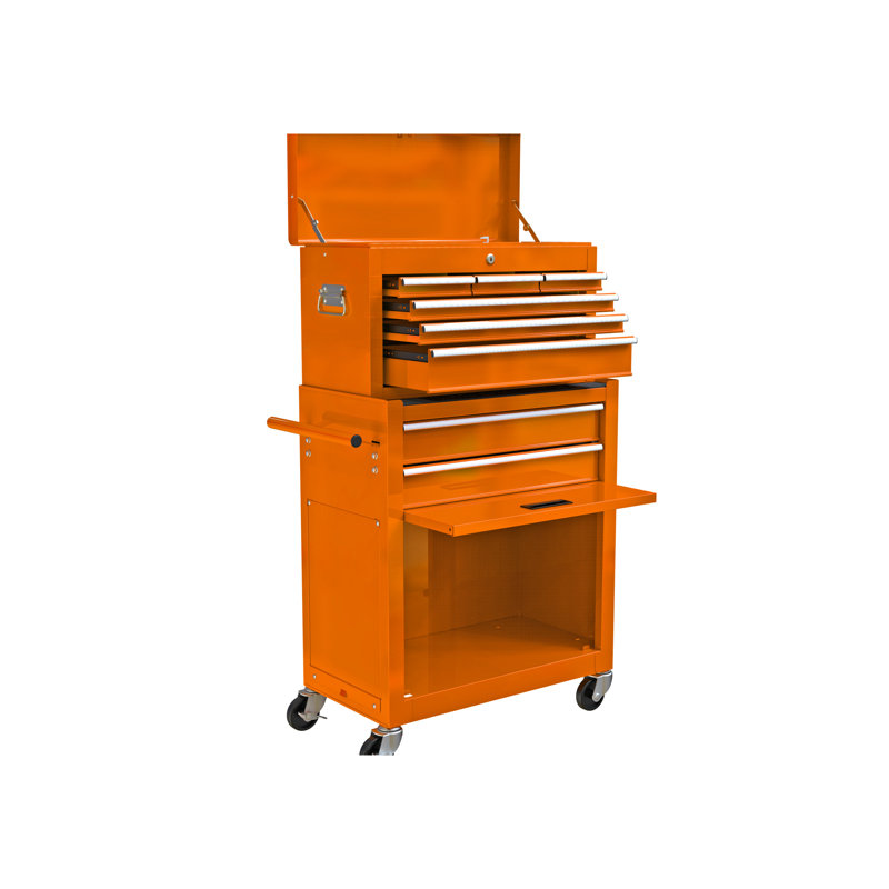 Armoire à outils orange avec 8 tiroirs et support stable 8 armoires en acier thermolaqué -, Orange