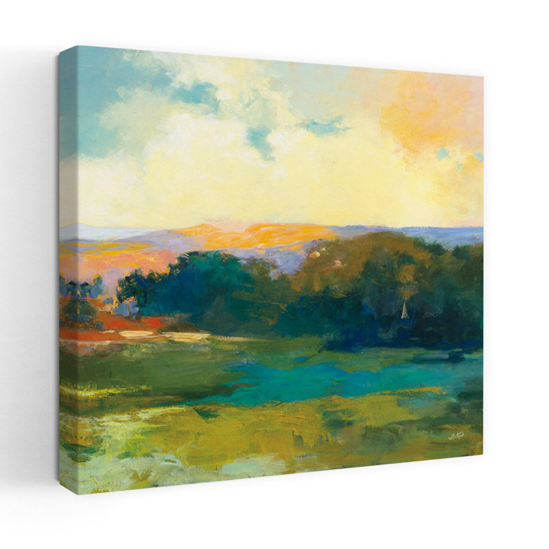Art contemporain de l'aube avec des nuages bleus, H 48 po x l 48 po