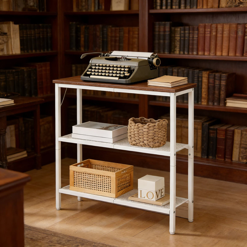 Console étroite à 3 niveaux, canapé mince avec tablettes de rangement pour l'entrée, le couloir, le salon ou la chambre à coucher