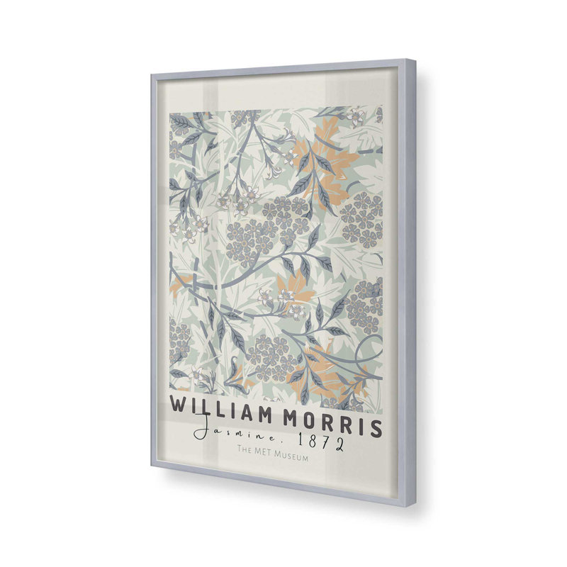 «Beige Jasmine» par William Morris, reproduction, Cadre photo argenté, H 15,25 po x l 12,25 po