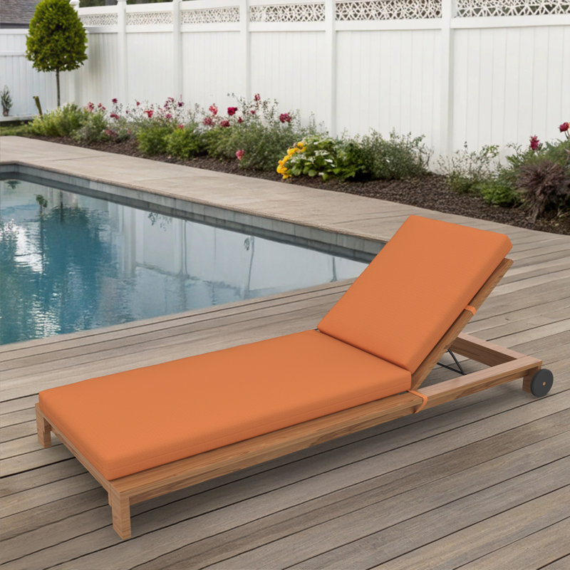 Amala Sunbrella® Outdoor Chaise Lounge Cushion, 22" x 24"/24.5" x 52.5", Sunbrella Upholstery Tangerine Sunbrella® Canvas
