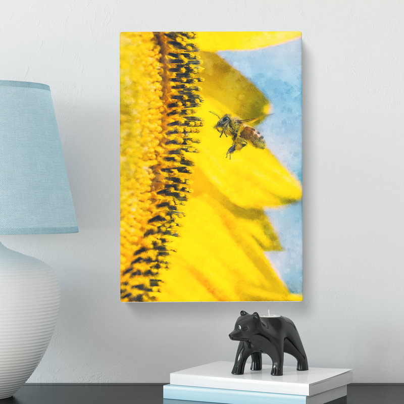 Busy Bee And Yellow Flower - Wrapped Canvas, 76cm H x 50cm W x 3cm D