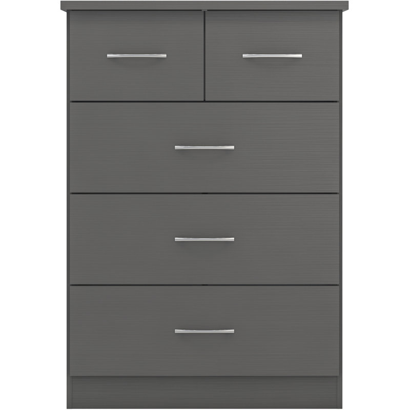 Cascio 5 Drawer Chest Of Drawers, 3D Effect Grey
