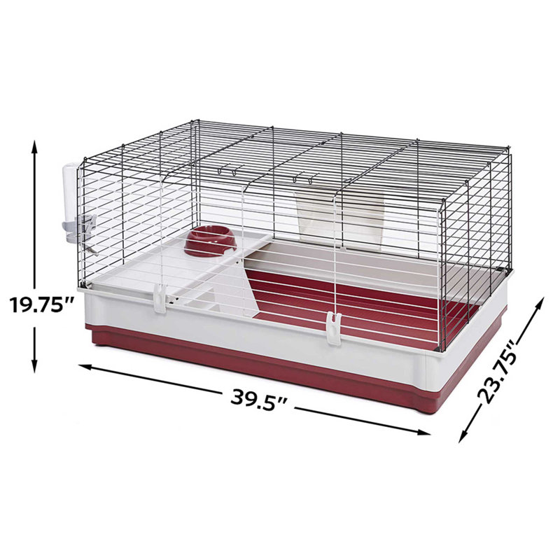 Deluxe Maroon and White Small Animal Cage with Accessories