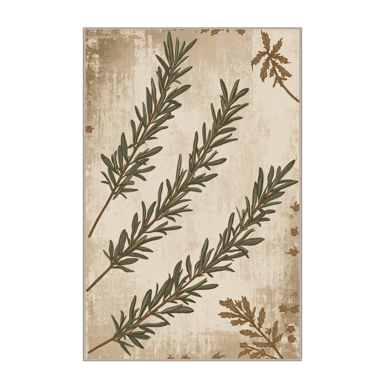 Tapis beige rustique lavable à la machine Ottwell Rosemary Country, 7x10