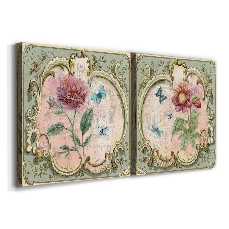 «Classical Flower I», ensemble de 2 reproductions d'art sur toile tendue, H 16 po x l 32 po x P 1 po