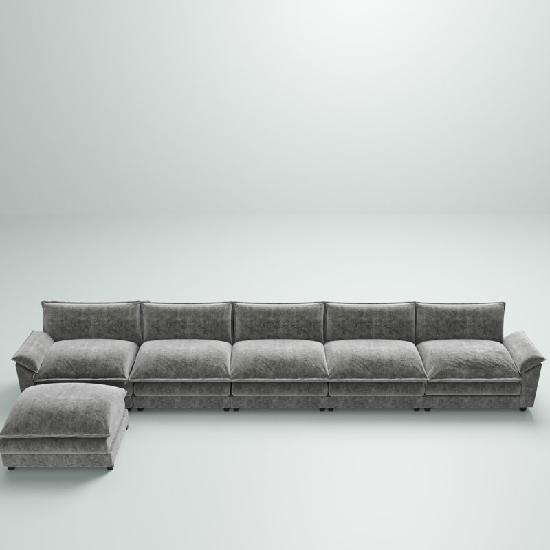 Wynter 6-Piece 189.7" Upholstered Chenille L-Shape Sectional, Gray Chenille