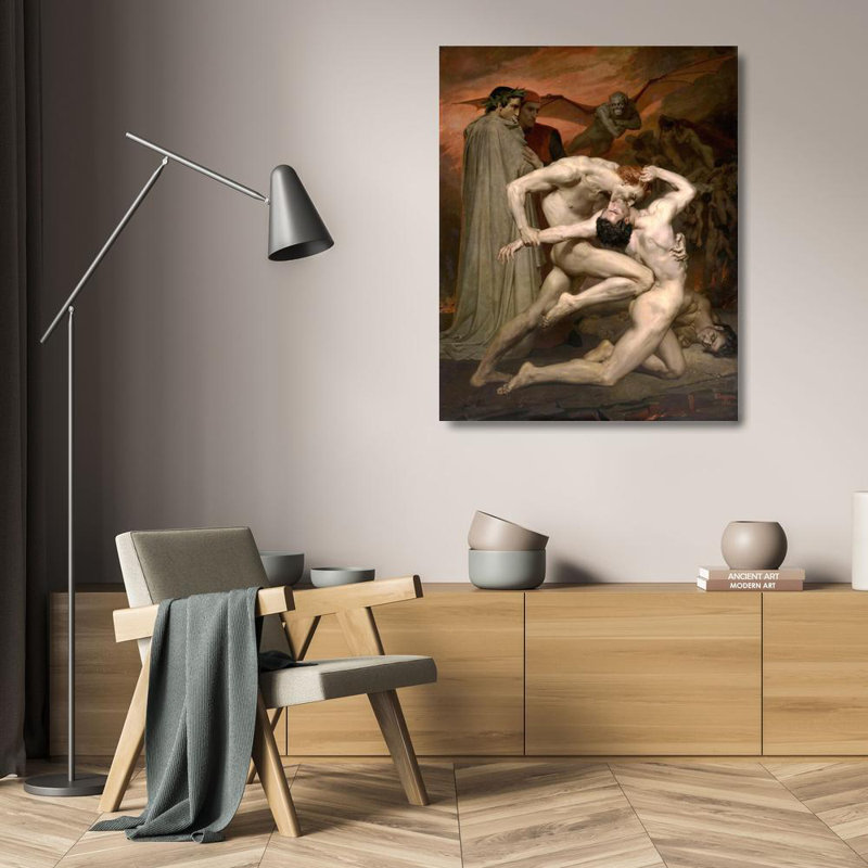 «Dante and Virgil in Hell» par William Bouguereau - Art mural sur toile tendue avec châssis, H 24 po x l 17 po
