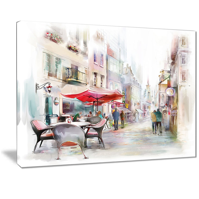 Paysage urbain illustré, impression sur toile tendue, H 20 po x l 20 po x P 1 po