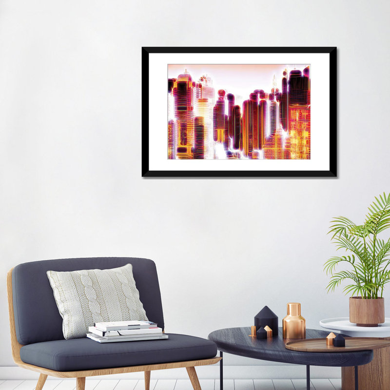«Red Lights I», impression sur toile, Papier d'art encadré noir, Blanc, H 24 po x l 32 po x P 1 po