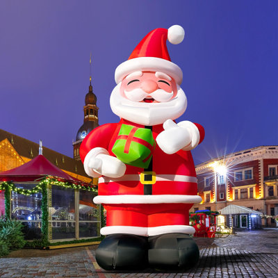 Giant 27Ft Inflatable Santa Claus Holding Gift Outdoor Decorations with Blower , Huge Premium Inflatable Santa Blow Up Yard Décor for Holiday Patio Lawn
