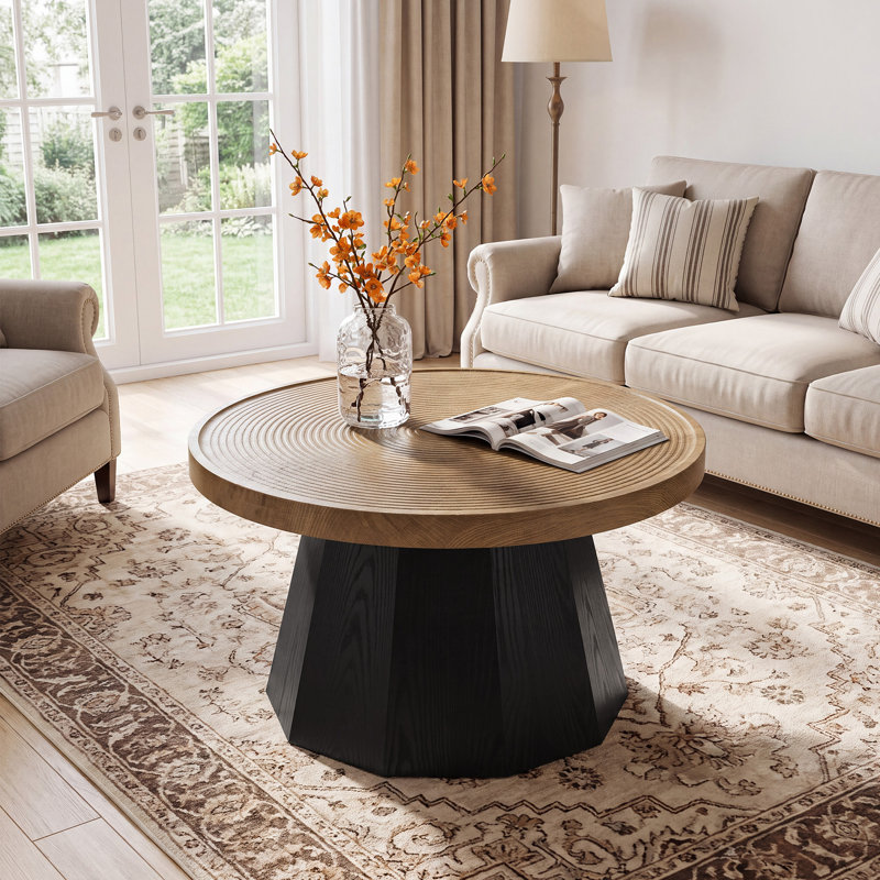 Table basse ronde de 31,5 po pour le salon, table basse en bois pour petits espaces