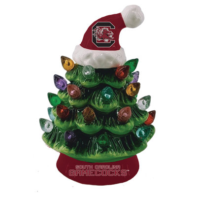 Ornement en forme d'arbre de Noël à DEL en céramique 4 "avec équipe Santa Hat, Université de la Caroline du Sud