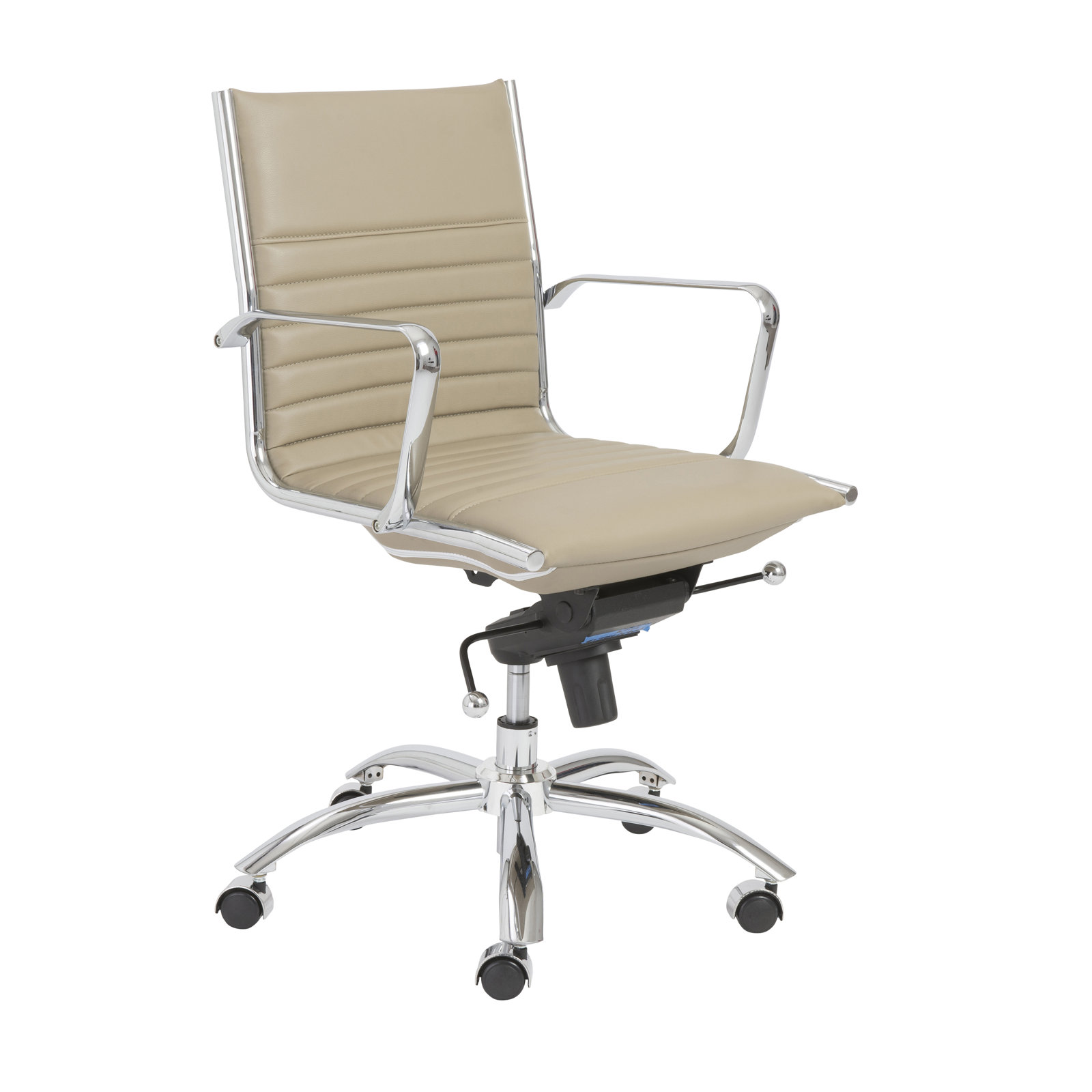 Naida Faux Leather Swivel Task Chair, Taupe Faux Leather, Yes
