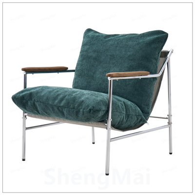 Chaise d'appoint Mid-Century moderne avec design ergonomique et coussins à haute densité, idéale pour le salon et la chambre à coucher