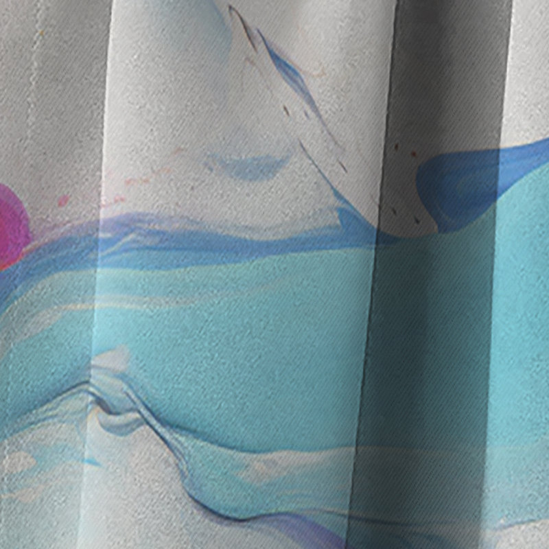 Fuchsia rose et bleu clair Illusions fluides I - Rideau occultant abstrait - 1 panneaux, L 52 po x L 90 po