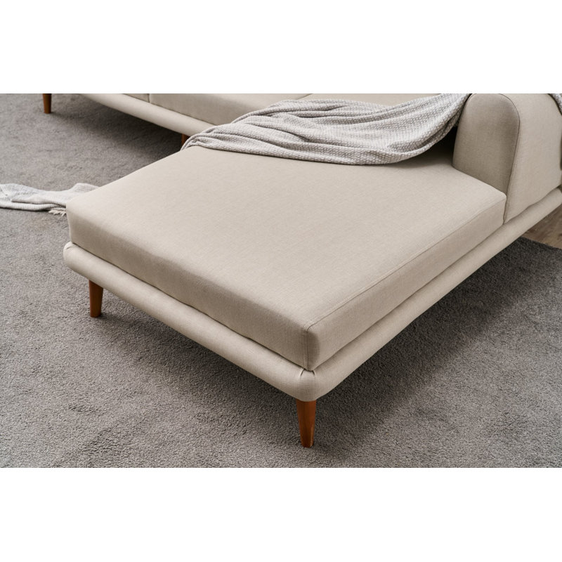 Canapé d’angle, Orienté à droite, Mélange de polyester crème