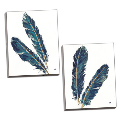 " Gold Feathers III & IV Indigo Crop " by Chris Paschke 2 - Pieces