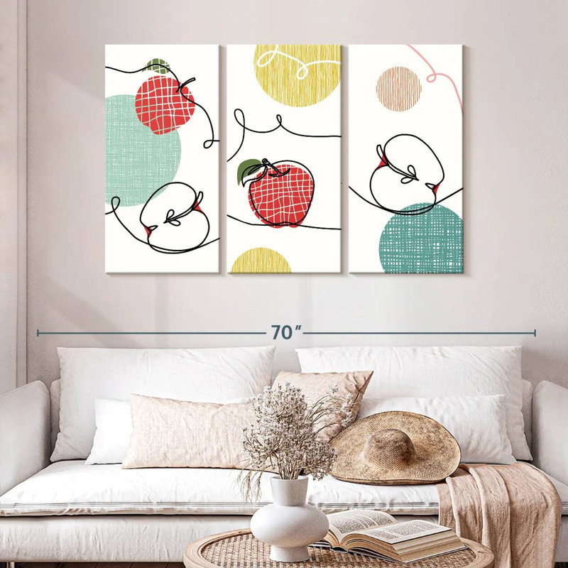 Yarlin One Line Apples, 32" H x 50" W