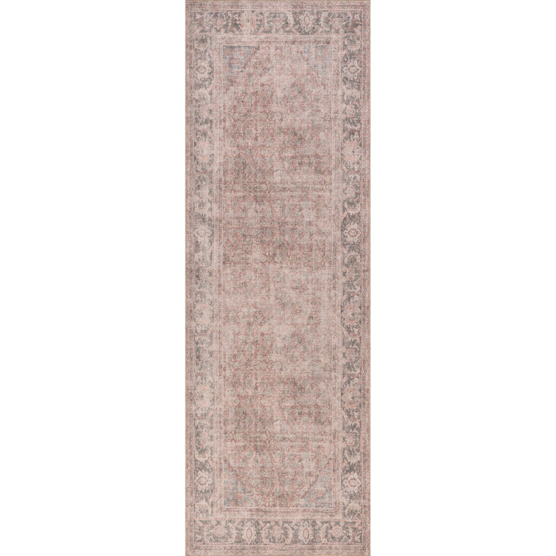 Jeccica Distressed Vintage Medallion Jute Blend Polyester Area Rug, Runner 2'8" x 8'