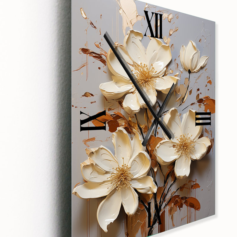 Horloge murale Brekin - Magnolias surdimensionnée, Grand