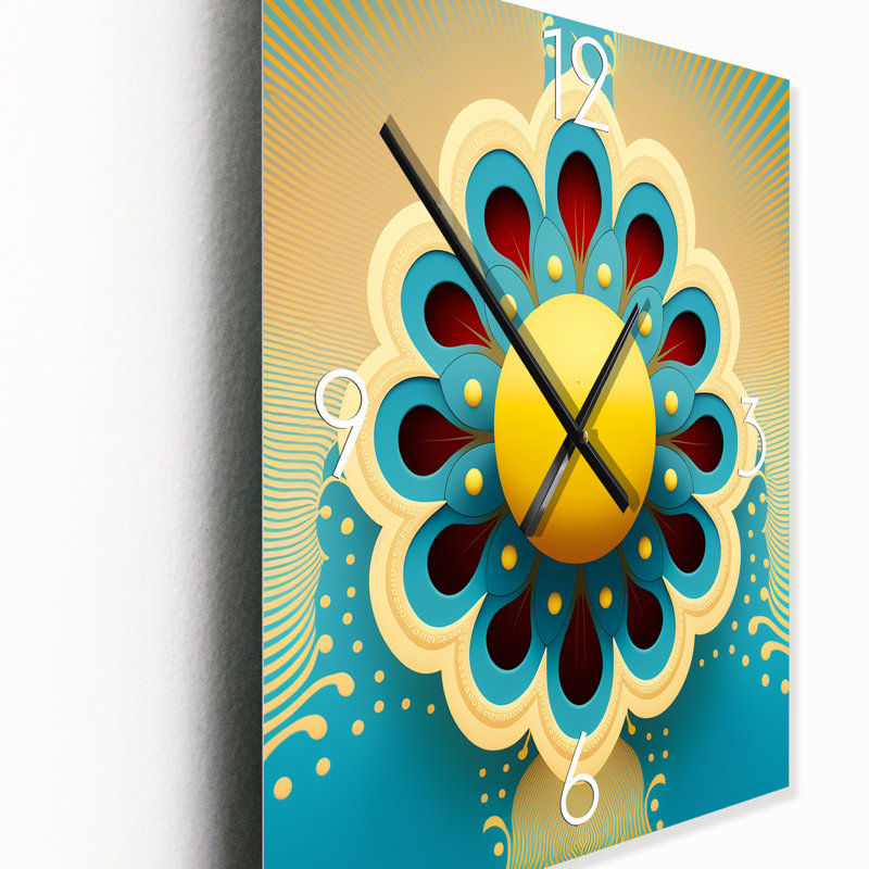 Horloge murale moderne «Blossoming Golden Moon I», H 32 po x l 16 po x P 1 po