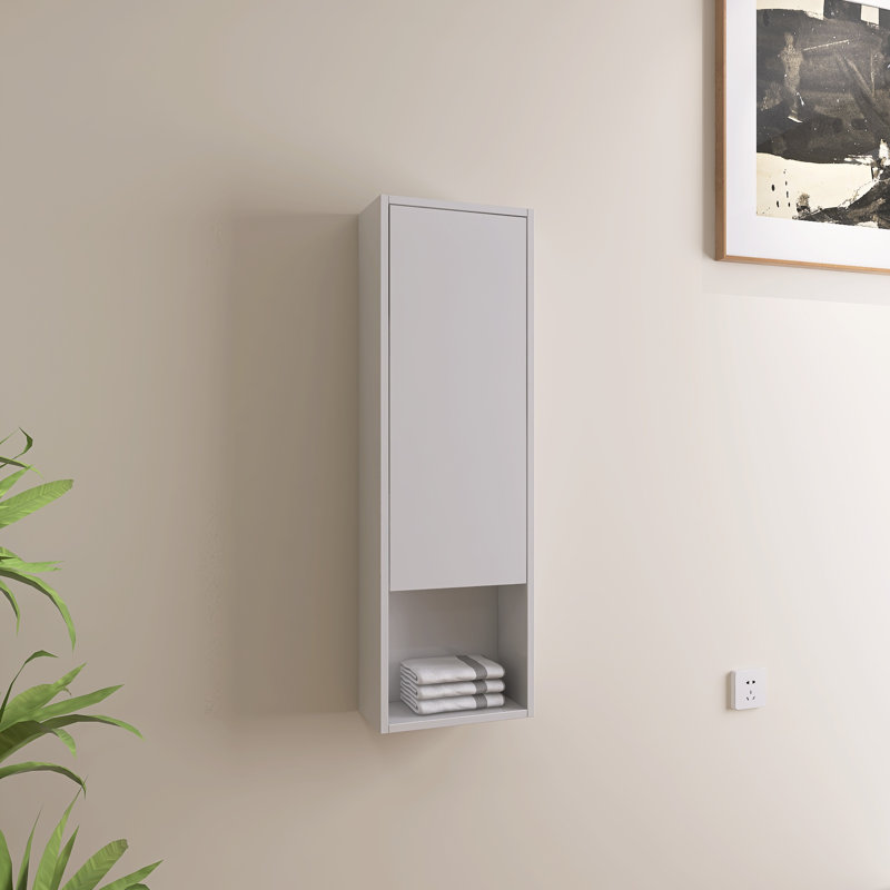 37.38"H Wall-Mounted Bathroom Cabinet, 37.47" H x 12" W x 5.97" D, White