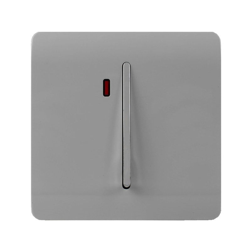 Trendi Switch 1 Gang 45 Amp Cooker Switch with Neon, Light Grey