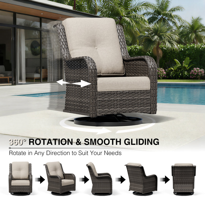 Wicker 5 - Person Patio Conversation Set with Cushions, Beige