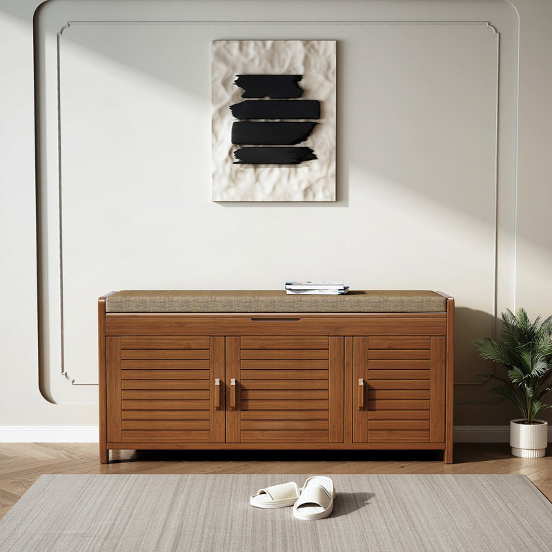 3 Doors Shoe Bench Shoe Storage Cabinet Organizer for Entryway Hallway