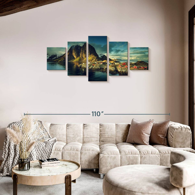 Scène de montagne des îles Lofoten, H 34 po x l 74 po