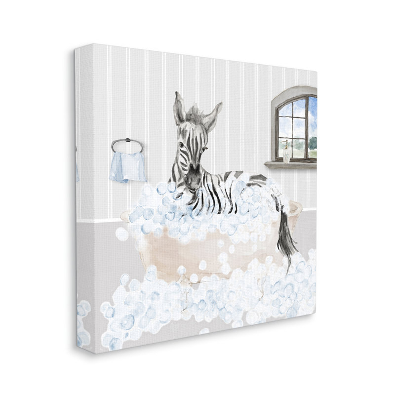 " Zebra Splash Bubble Bath " by Lanie Loreth, 17" H x 17" W x 1.5" D