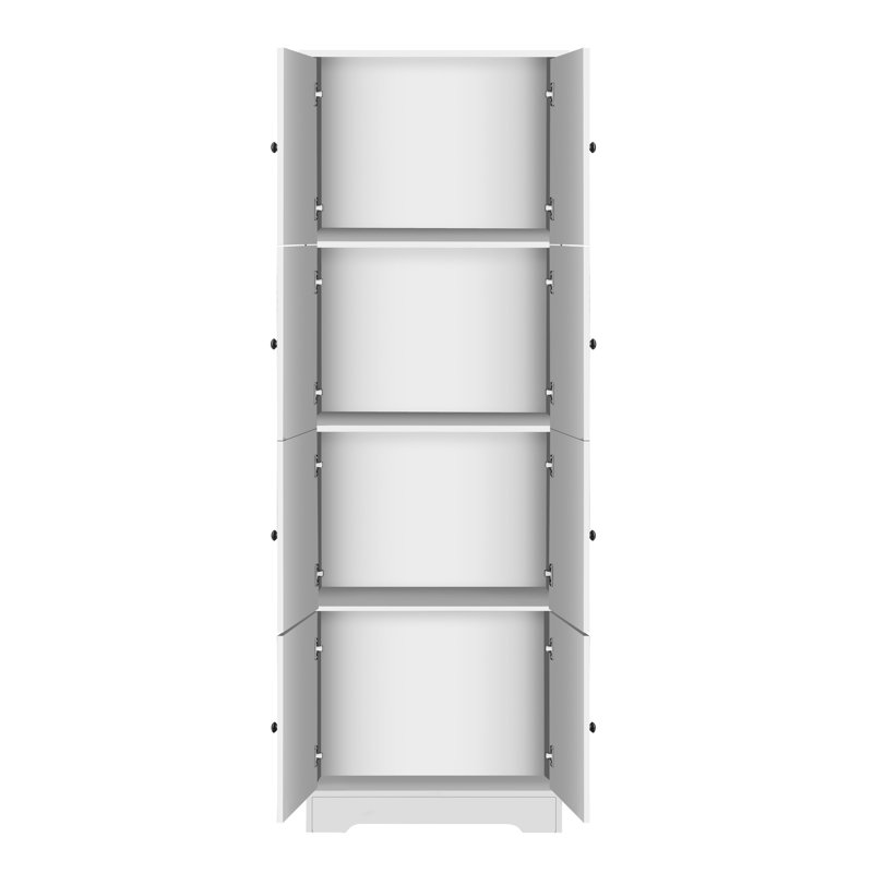 Armoire de rangement blanche à 8 portes et 4 tablettes pour 8 chambres à coucher, salle de bain - et élégante avec 8 portes et 4 tablettes dans le hall d'entrée