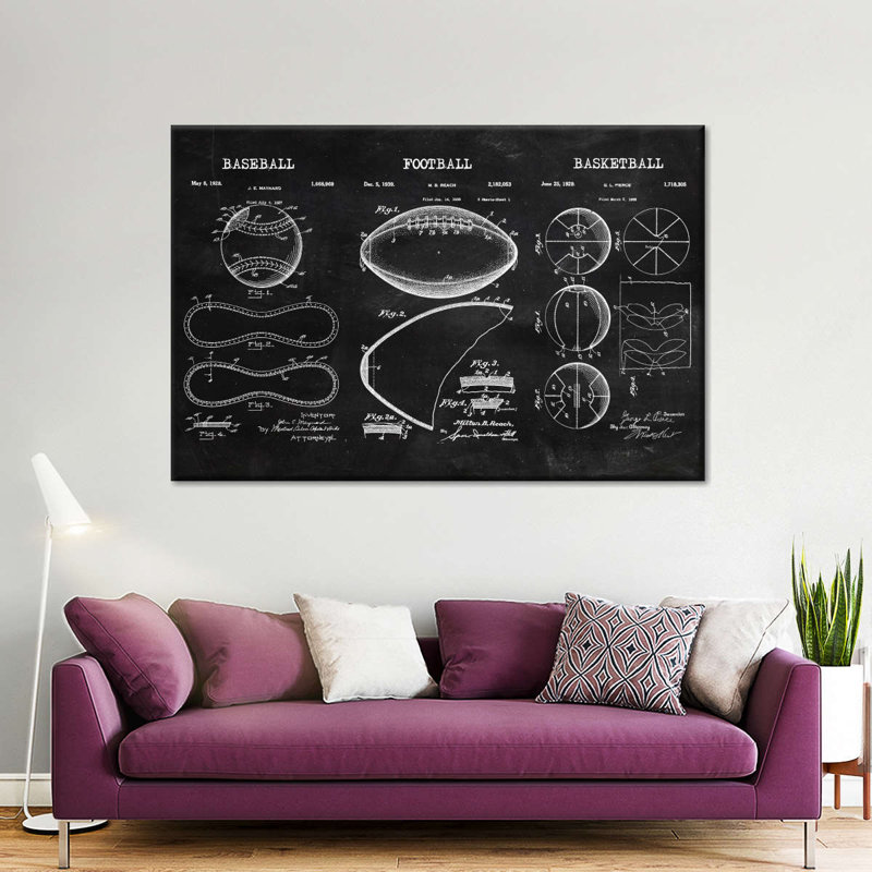 «Team Sports Sports Balls Compilation BW», reproduction sur toile, H 8 po x l 12 po x P 1 po
