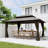 Double Roof Hardtop Metal Patio Gazebo with Curtains and Netting-110377484-110377485-110377481