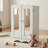 Doll Fancy Closet With Mirror 6 Hangers 18 Inch Doll Clothes Storage Furniture Wardrobe For Over 3 Years Kids White