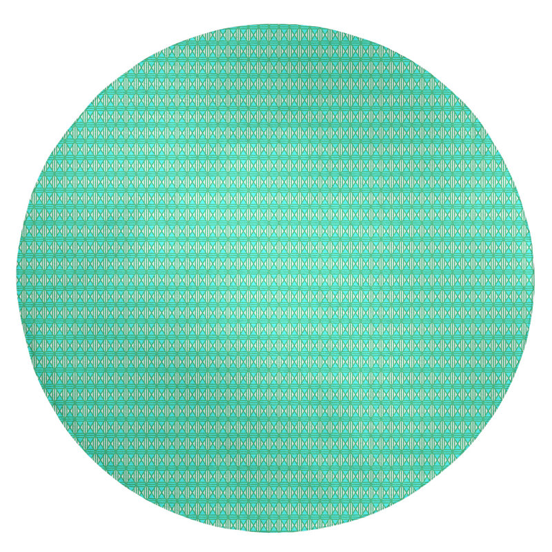 Tapis de couleur verte losanges ligné, Rond 5 pi