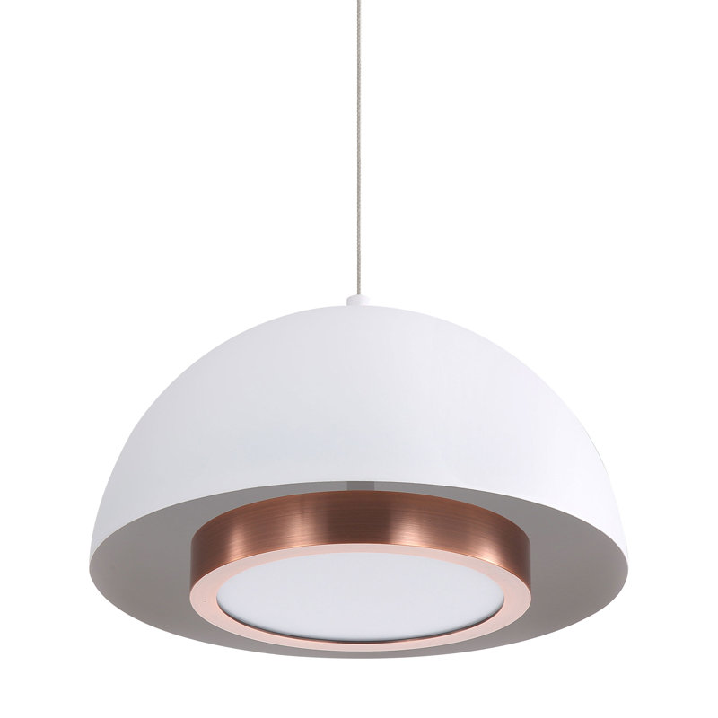 Luminaire suspendu DEL Solsken avec cuivre vieilli, H 14 po x l 7,13 po x P 7,13 po, Blanc sable, 8 W